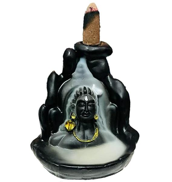 Smoke Fountain Lord Shiva Cone Incense Holder Showpiece with 101 Free Smoke Backflow