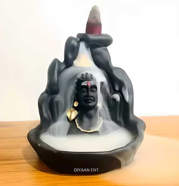 Smoke Fountain Lord Shiva Cone Incense Holder Showpiece with 101 Free Smoke Backflow