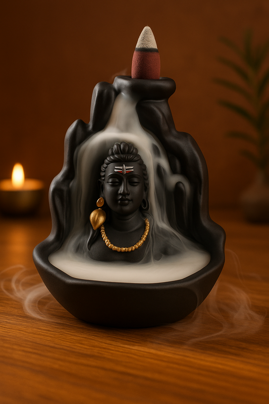 Smoke Fountain Lord Shiva Cone Incense Holder Showpiece with 101 Free Smoke Backflow