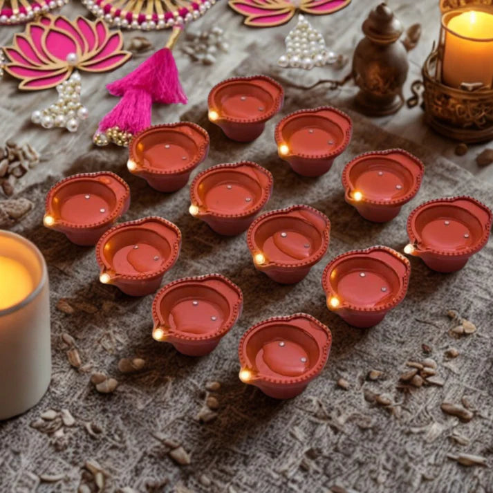 Water Sensor LED Diyas (Pack of 12) – Smart E-Diya with Water Glow Tech